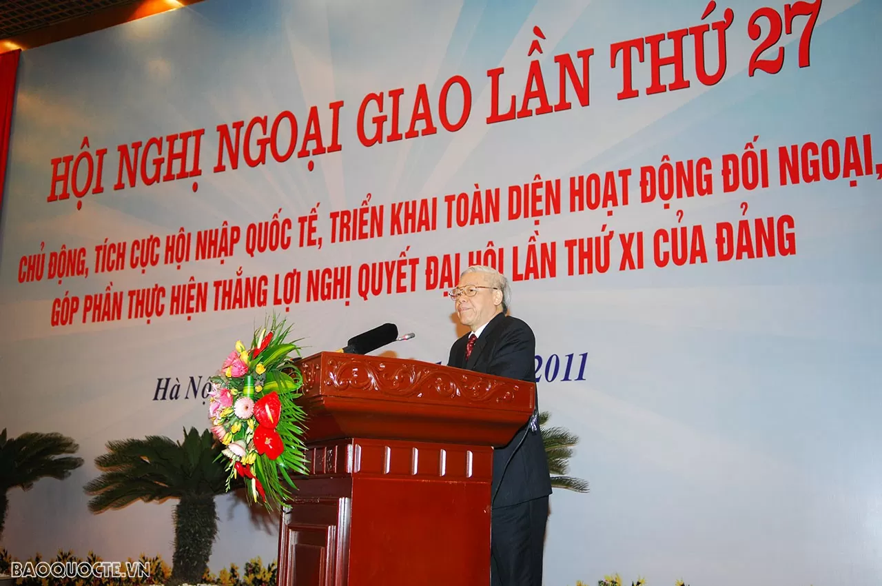 Tổng Bí thư Nguyễn Phú Trọng dự Hội nghị Ngoại giao 27, tháng 12/2011. (Ảnh: Tuấn Anh)