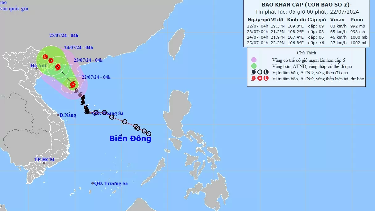Dự báo bão số 2: Gió mạnh cấp 8, giật cấp 11; vùng biển ven bờ tỉnh Quảng Ninh sóng cao 1,5-2,5m
