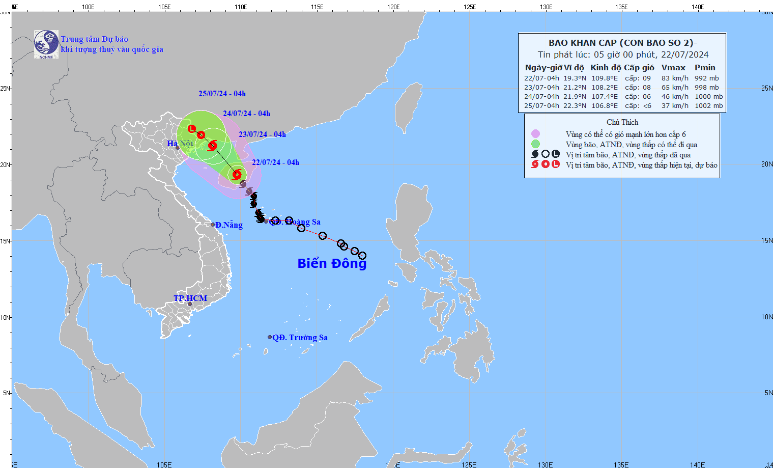 Dự báo ảnh hưởng bão số 2: Gió giật cấp 11; vùng ven biển tỉnh Quảng Ninh gió mạnh cấp 6, sóng cao 1,5-2,5m