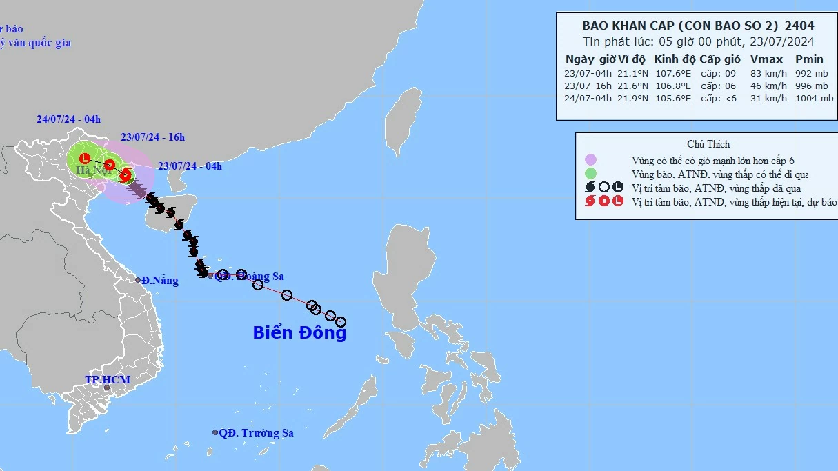 Dự báo bão số 2: Các tỉnh từ Quảng Ninh đến Nam Định triều cường cao, gây ngập vùng trũng, thấp ven biển, ven sông