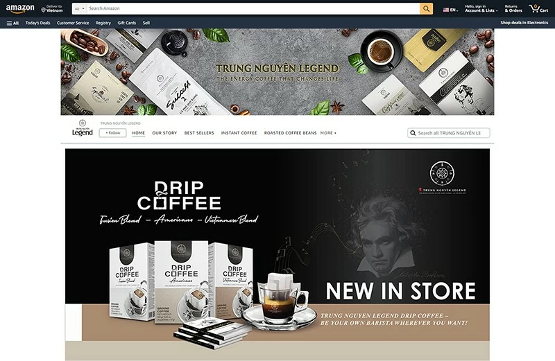 Các sản phẩm cà phê năng lượng của Trung Nguyên Legend luôn nằm trong Top 20 các sản phẩm cà phê hòa tan bán chạy nhất trên Amazon.