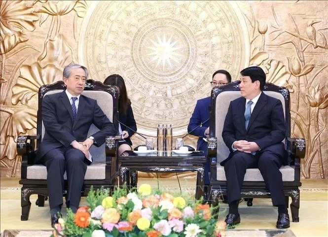 Party Politburo member Luong Cuong receives outgoing Chinese Ambassador Xiong Bo