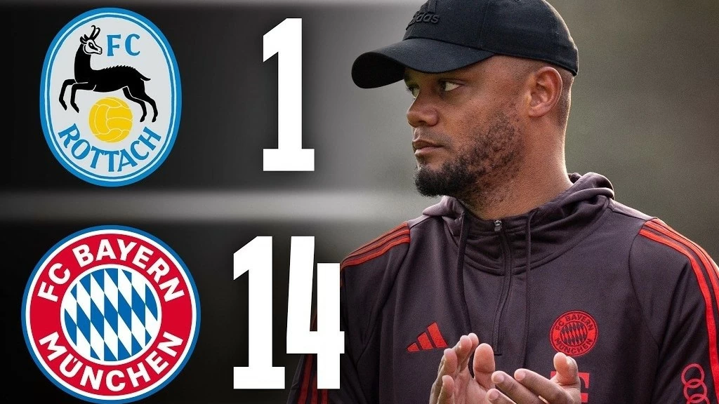 HLV Kompany ra mắt, Bayern Munich thắng huỷ diệt 14-1 Rottach Egern