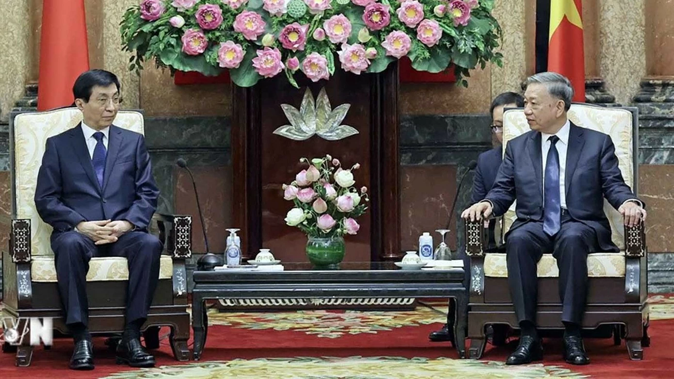 Chủ tịch nước Tô Lâm tiếp đoàn đại biểu Đảng, Nhà nước Trung Quốc dự Lễ Quốc tang Tổng Bí thư Nguyễn Phú Trọng