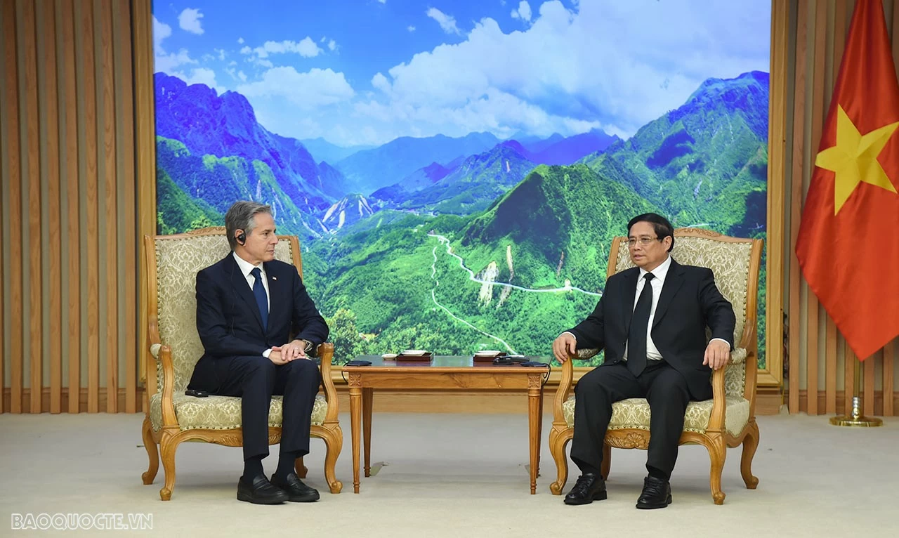 Thủ tướng Phạm Minh Chính tiếp Ngoại trưởng Hoa Kỳ Antony Blinken sang chia buồn cùng gia đình Tổng Bí thư Nguyễn Phú Trọng