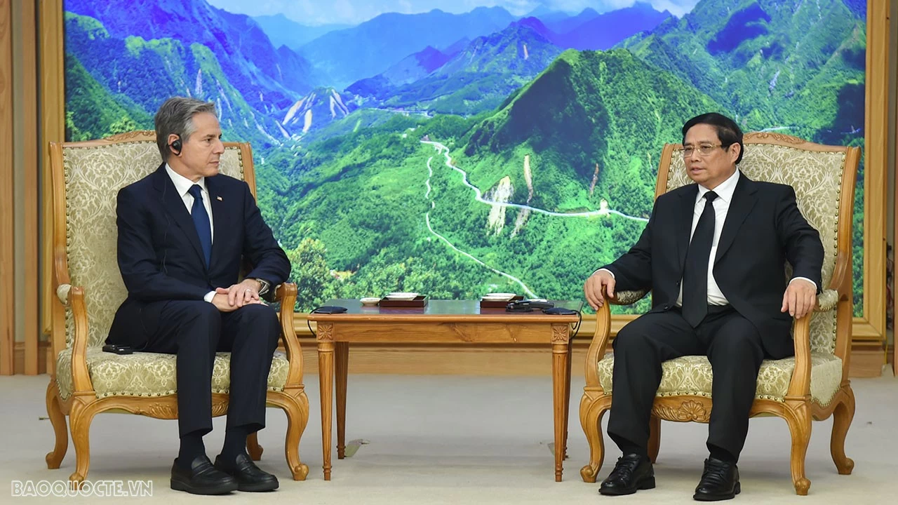 Thủ tướng Phạm Minh Chính tiếp Ngoại trưởng Hoa Kỳ Antony Blinken sang chia buồn cùng gia đình Tổng Bí thư Nguyễn Phú Trọng