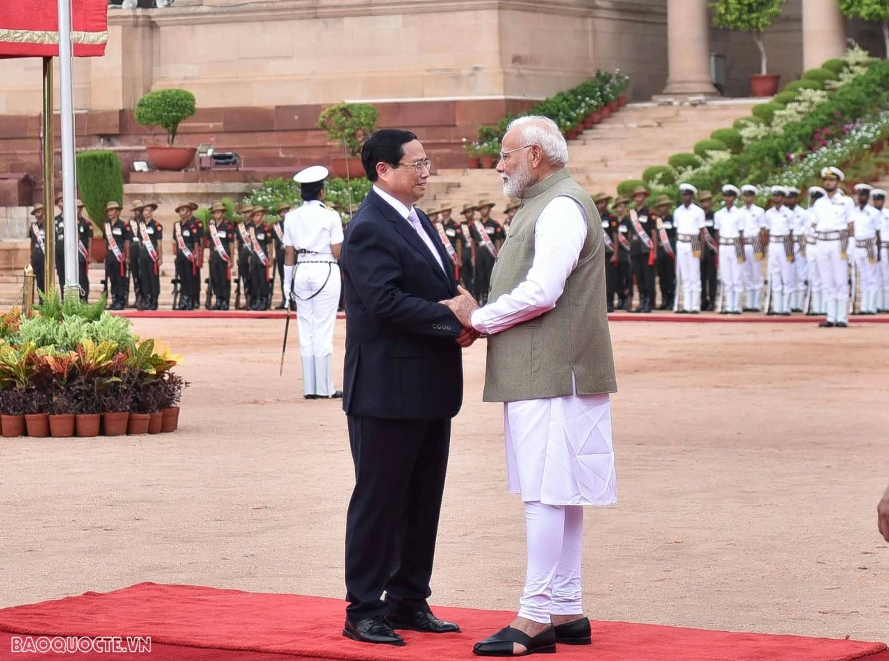 Welcome ceremony held for Prime Minister Pham Minh Chinh in New Delhi