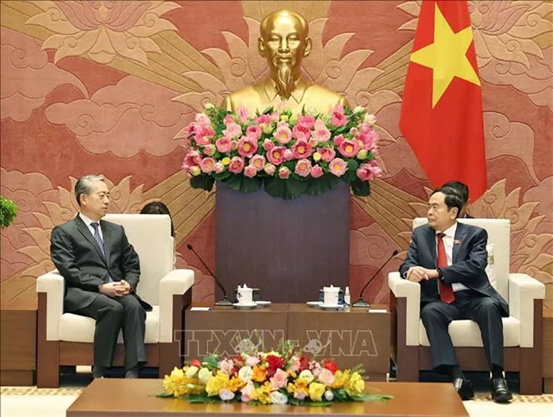 Chủ tịch Quốc hội Trần Thanh Mẫn tiếp Đại sứ Trung Quốc tại Việt Nam Hùng Ba. (Nguồn: TTXVN)