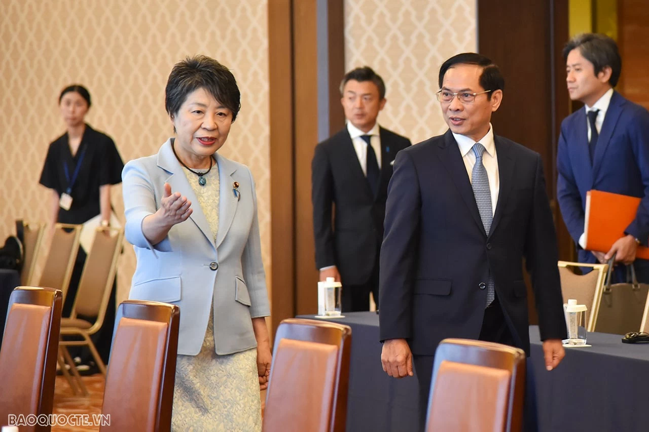 Japanese FM Kamikawa Yoko welcomed FM Bui Thanh Son in Tokyo