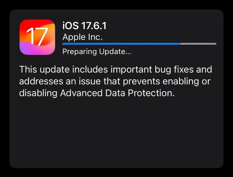 iOS 17.6.1 giúp sửa lỗi cho sự cố liên quan đến tính năng Bảo vệ dữ liệu nâng cao