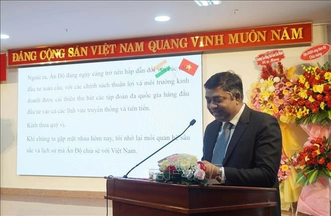 Ông Madan Mohan Sethi, Tổng lãnh sự Cộng hòa Ấn Độ tại Thành phố Hồ Chí Minh, phát biểu tại buổi lễ. (Nguồn: TTXVN)