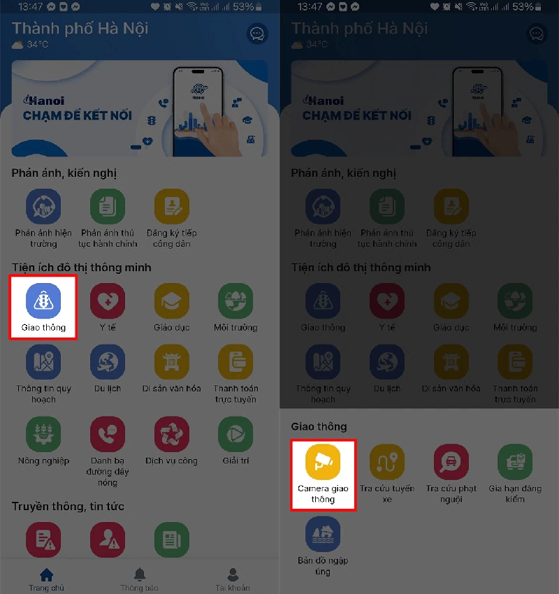 Xem camera giao thông ở Hà Nội cực dễ dàng trên điện thoại