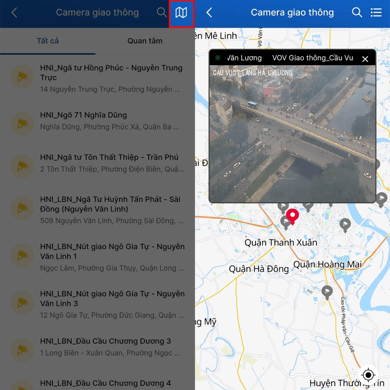 Xem camera giao thông ở Hà Nội cực dễ dàng trên điện thoại
