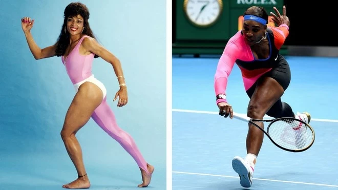 Bộ trang phục của Florence Griffith Joyner sau này được Serena Williams mặc. (Nguồn: The Time) Bộ trang phục của Florence Griffith Joyner sau này được Serena Williams mặc. (Nguồn: The Time)
