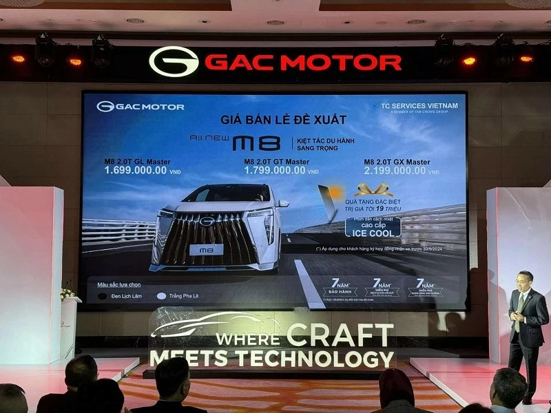 Giá xe GAC M8 được công bố tại sự kiện ra mắt.