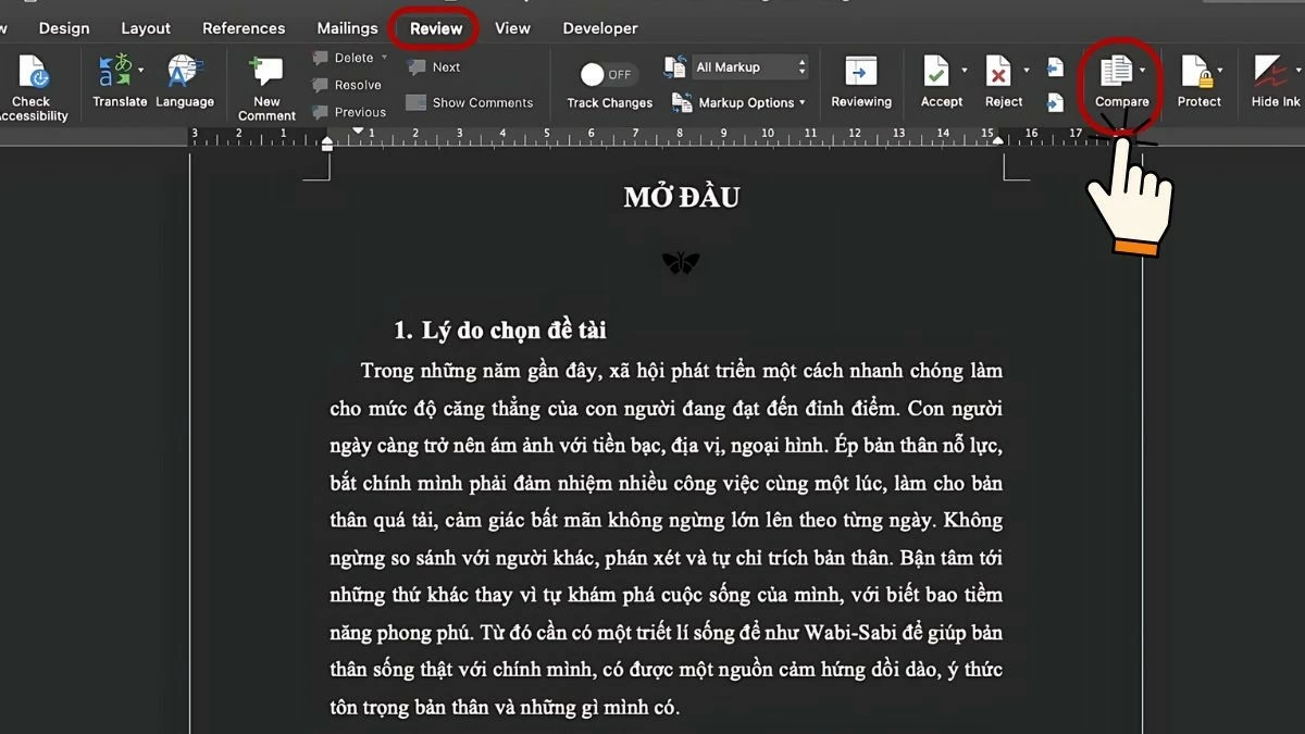 Tìm điểm khác nhau giữa 2 file Word nhanh chóng