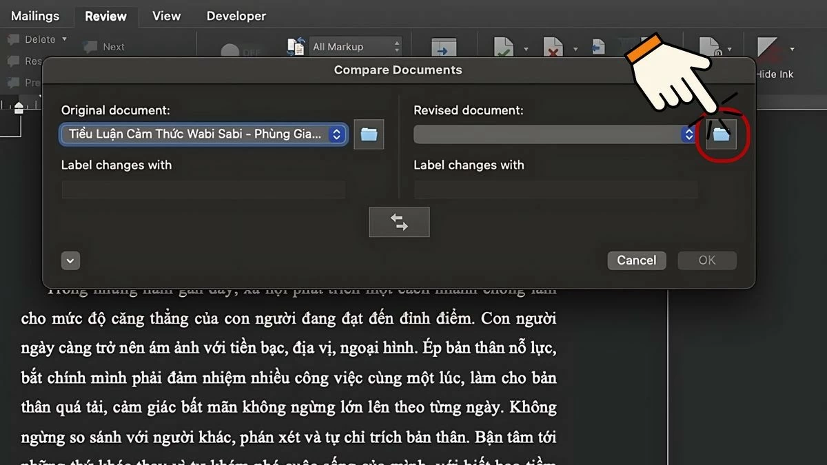 Tìm điểm khác nhau giữa 2 file Word nhanh chóng