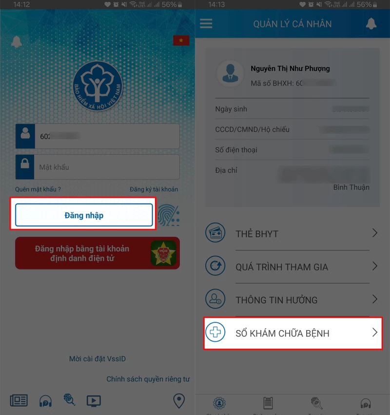 Xem lịch sử khám bệnh bảo hiểm y tế VssID trên điện thoại