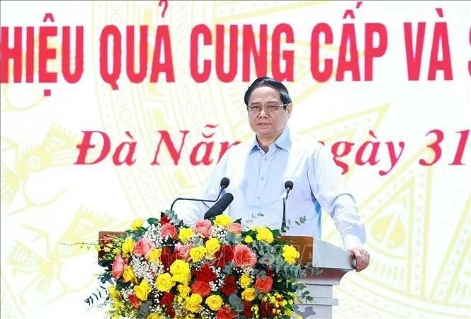 PM Pham Minh Chinh speaks at the conference. (Photo: VNA)