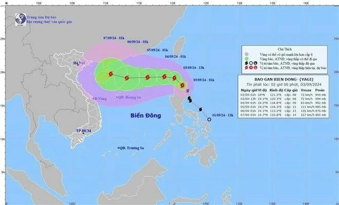 Typhoon Yagi's movements.