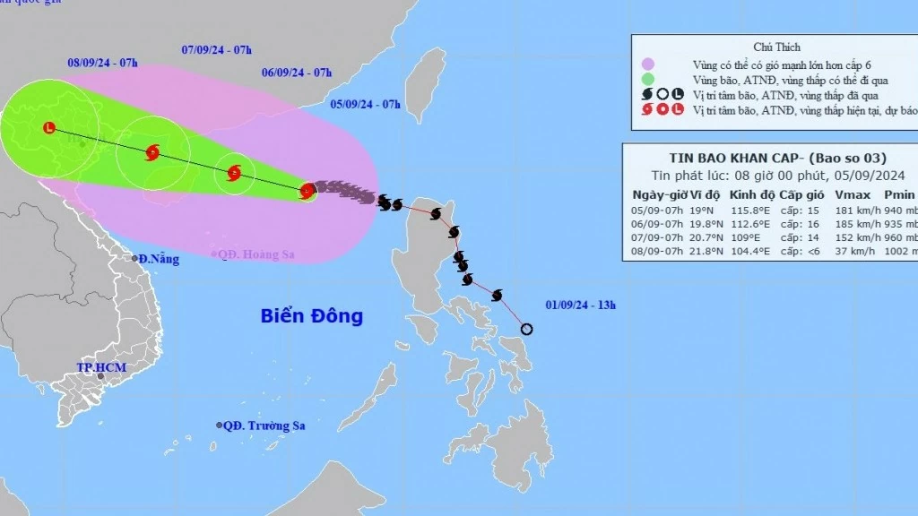 Dự báo ảnh hưởng của bão số 3: Vùng ven biển Quảng Ninh đến Thanh Hóa gió mạnh dần; Bắc Bộ, Bắc Trung Bộ xuất hiện đợt mưa to