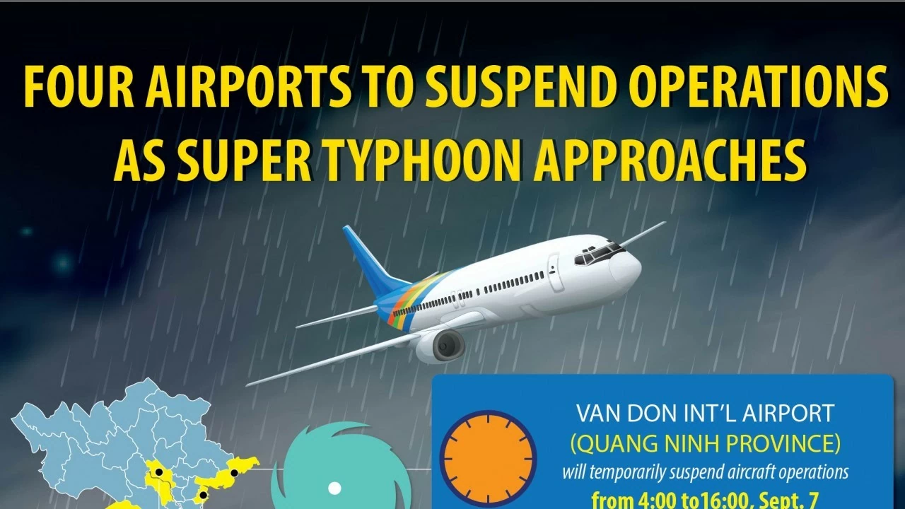 Four airports in Vietnam to suspend operations as super typhoon Yagi approaches