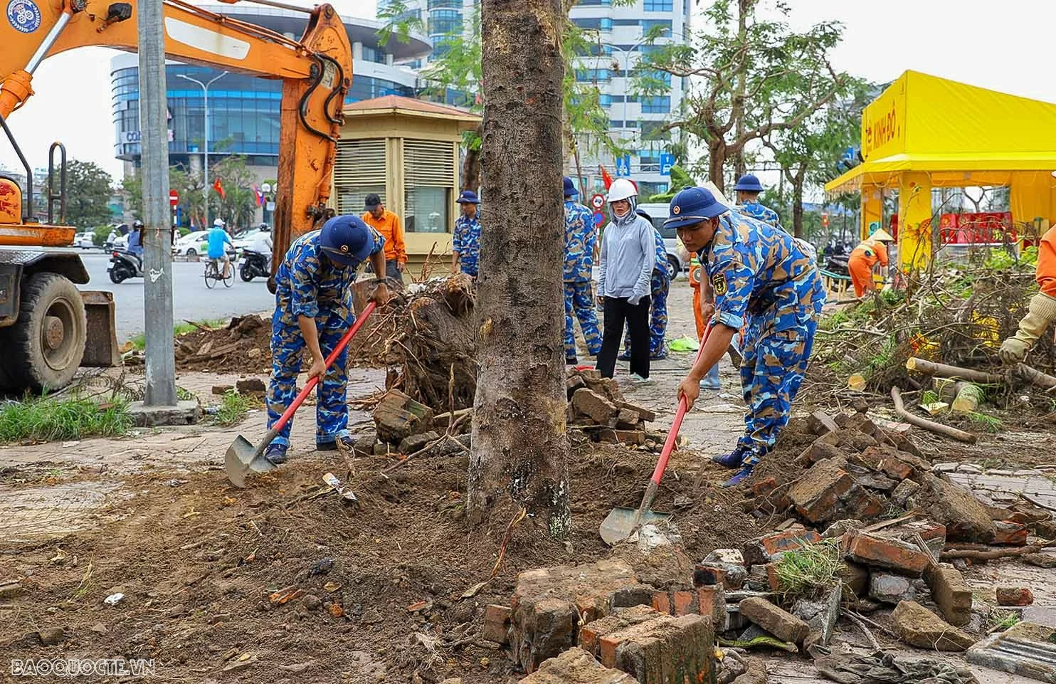 Hơn 200 cán bộ, chiến sĩ Hải quân tham gia tăng cường khắc phục hậ5.	Cán bộ, chiến sĩ Hải quân hỗ trợ trồng lại cây xanh. (Nguồn: Bộ Tư lệnh Hải quân cung cấp)