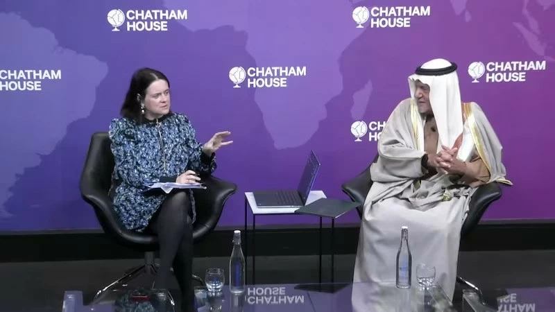 Hoàng tử Saudi Arabia Turki Al-Faisal trong buổi nói chuyện tại tổ chức tư vấn Chatham House có trụ sở tại London (Anh) ngày 14/9. (Nguồn: Chatham House)