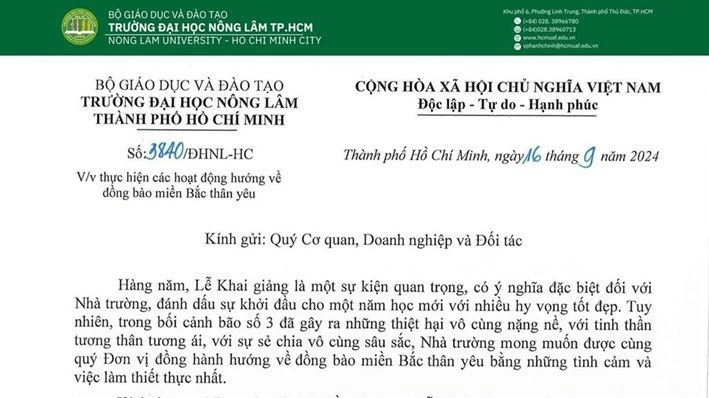 TP. Hồ Chí Minh: Nhiều trường đại học quyên góp hàng tỷ đồng cho vùng lũ, không nhận hoa khai giảng