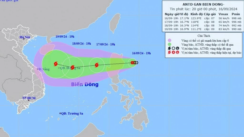 Dự báo áp thấp nhiệt đới: Khoảng 24 giờ tới, mạnh thành bão trên vùng biển phía Đông khu vực Bắc Biển Đông