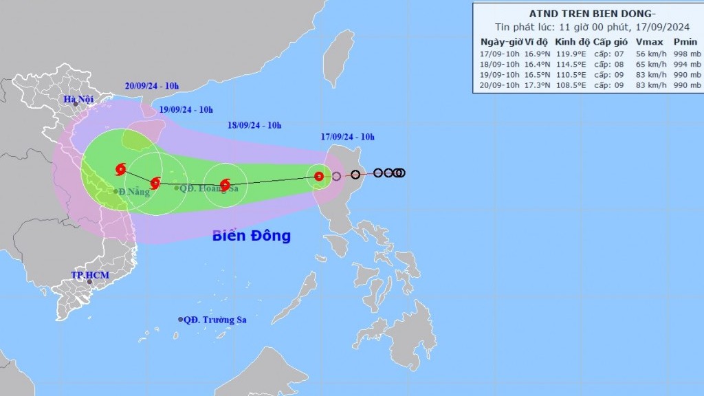 ap thap nhiet doi di vao bien dong co kha nang manh thanh bao cuong do gio cap 8 9 giat cap 10 11