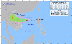 Dự báo: Khoảng 24 giờ tới, áp thấp nhiệt đới/bão trên vùng biển ven bờ Quảng Trị-Quảng Nam, cường độ gió cấp 8, giật cấp 10