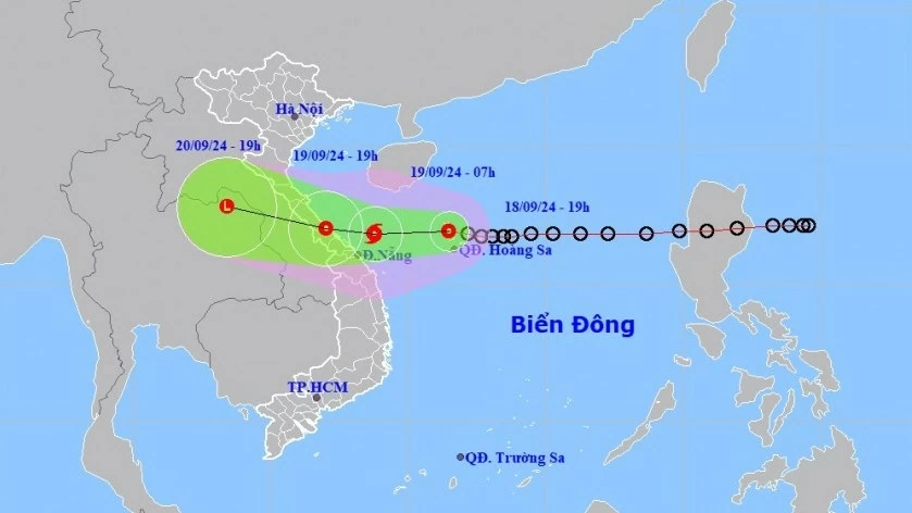 Dự báo diễn biến áp thấp nhiệt đới/bão: Di chuyển hướng Tây, tiến gần về phía Đà Nẵng, ảnh hưởng khu vực đất liền Hà Tĩnh-Quảng Nam