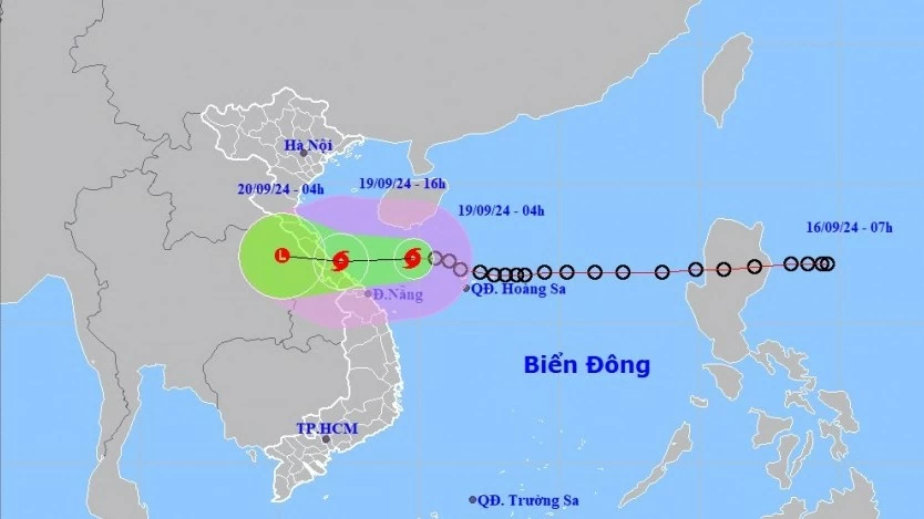 Áp thấp nhiệt đới mạnh thành bão số 4, đề phòng xuất hiện dông mạnh, Quảng Trị-Đà Nẵng mưa cường suất lớn