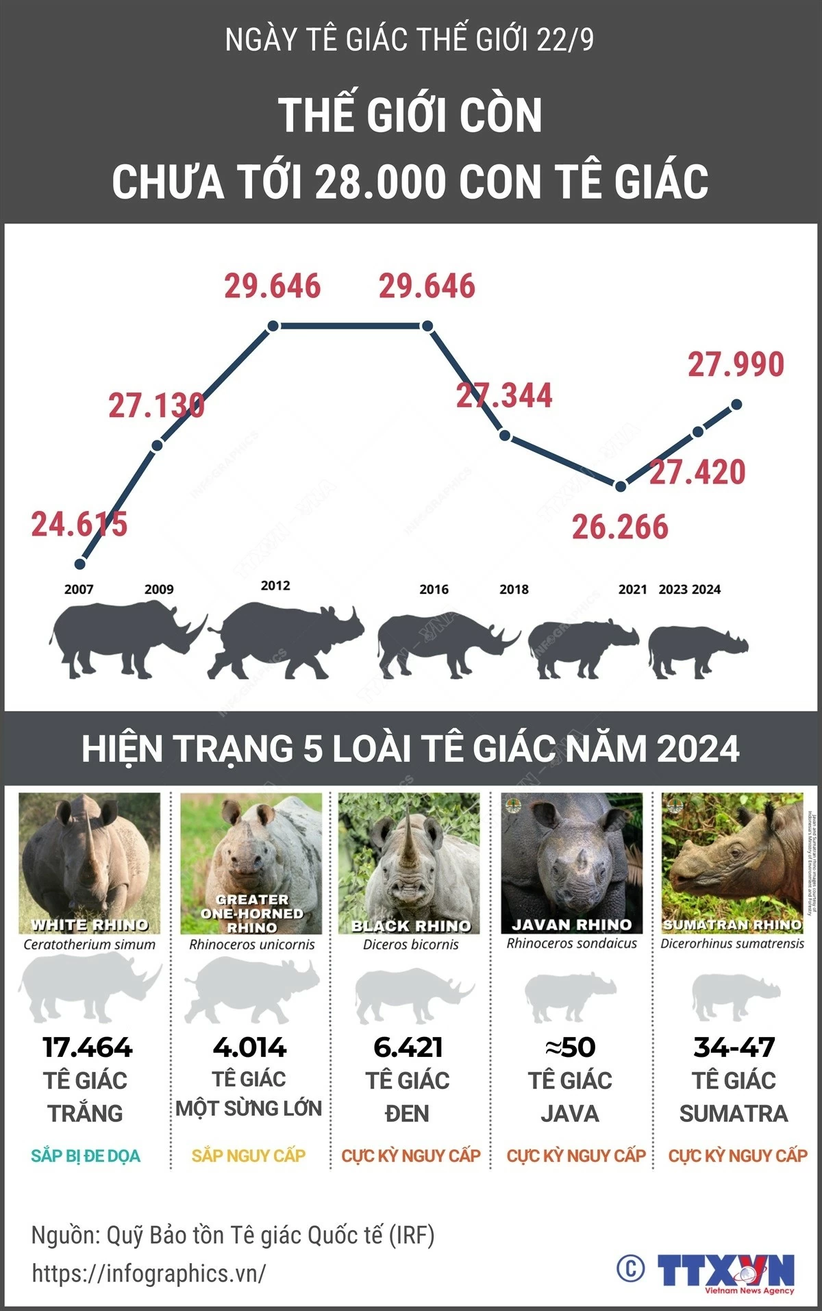 Ngày quốc tế bảo tồn tê giác: Cả hành tinh chỉ còn lại gần 28.000 con