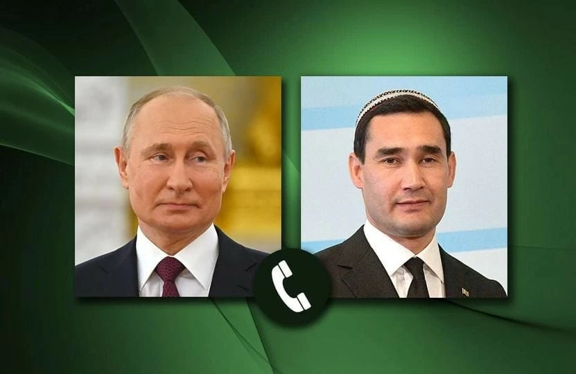 Tổng thống Nga Vladimir Putin và người đồng cấp Tổng thống Turkmenistan Serdar Berdimuhamedov. (Nguồn: X)