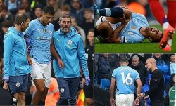 Man City 2-2 Arsenal: Tiền vệ Rodri chấn thương, đau đớn rời sân