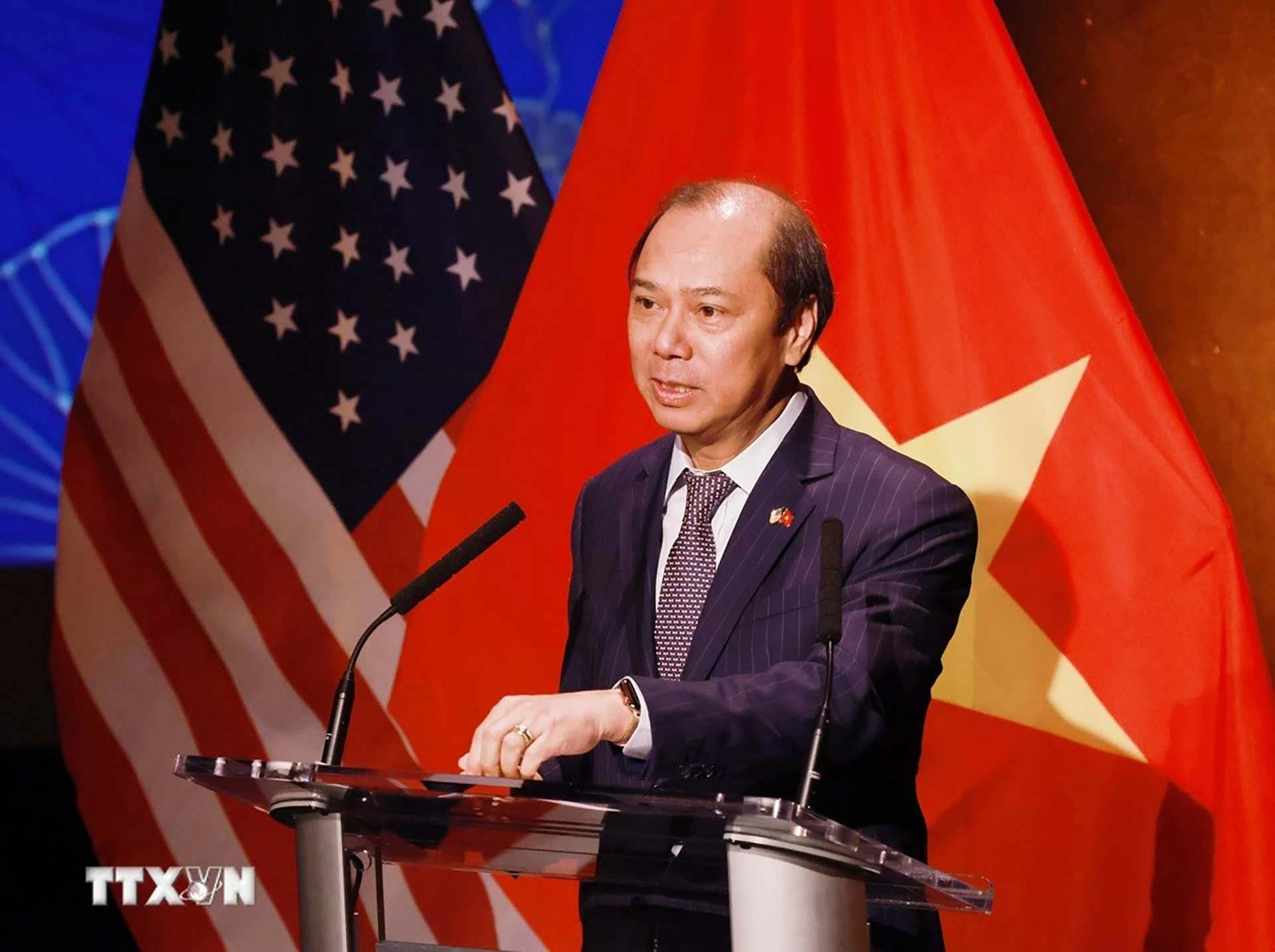 Đại sứ Việt Nam tại Hoa Kỳ Nguyễn Quốc Dũng phát biểu. (Nguồn: TTXVN)