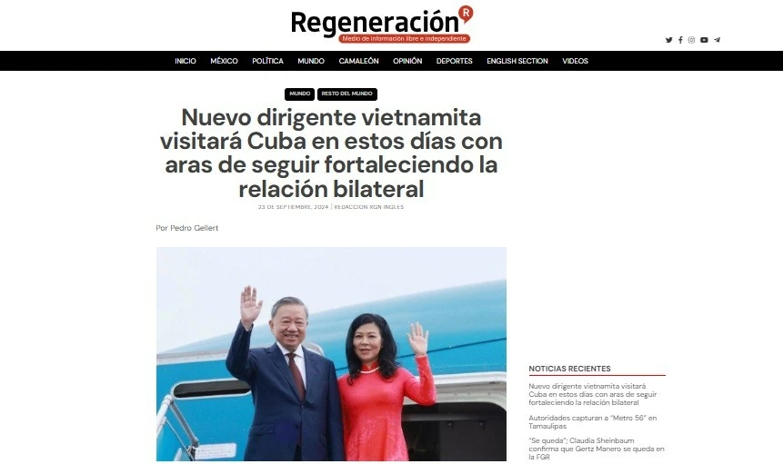 Truyền thông Mexico đề cao chuyến thăm Cuba của Tổng Bí thư, Chủ tịch nước Tô Lâm Truyền thông Mexico đề cao chuyến thăm Cuba của Tổng Bí thư, Chủ tịch nước Tô Lâm