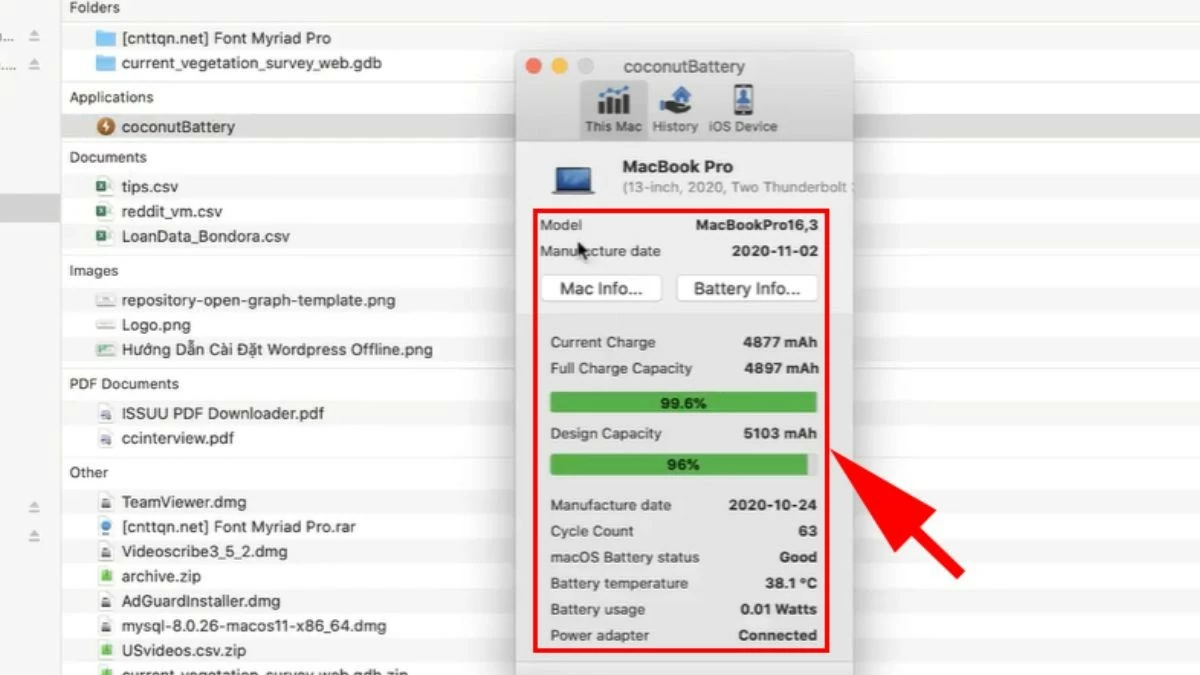 Kiểm tra pin Macbook về số lần sạc và độ chai pin đơn giản