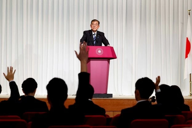 Ông Ishiba Shigeru phát biểu tại họp báo tại thủ đô Tokyo, Nhật Bản ngày 17/9. (Nguồn: Getty Images)