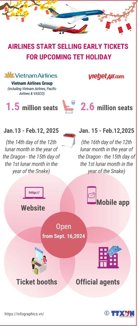 Airlines offer millions of tickets for upcoming Tet holiday