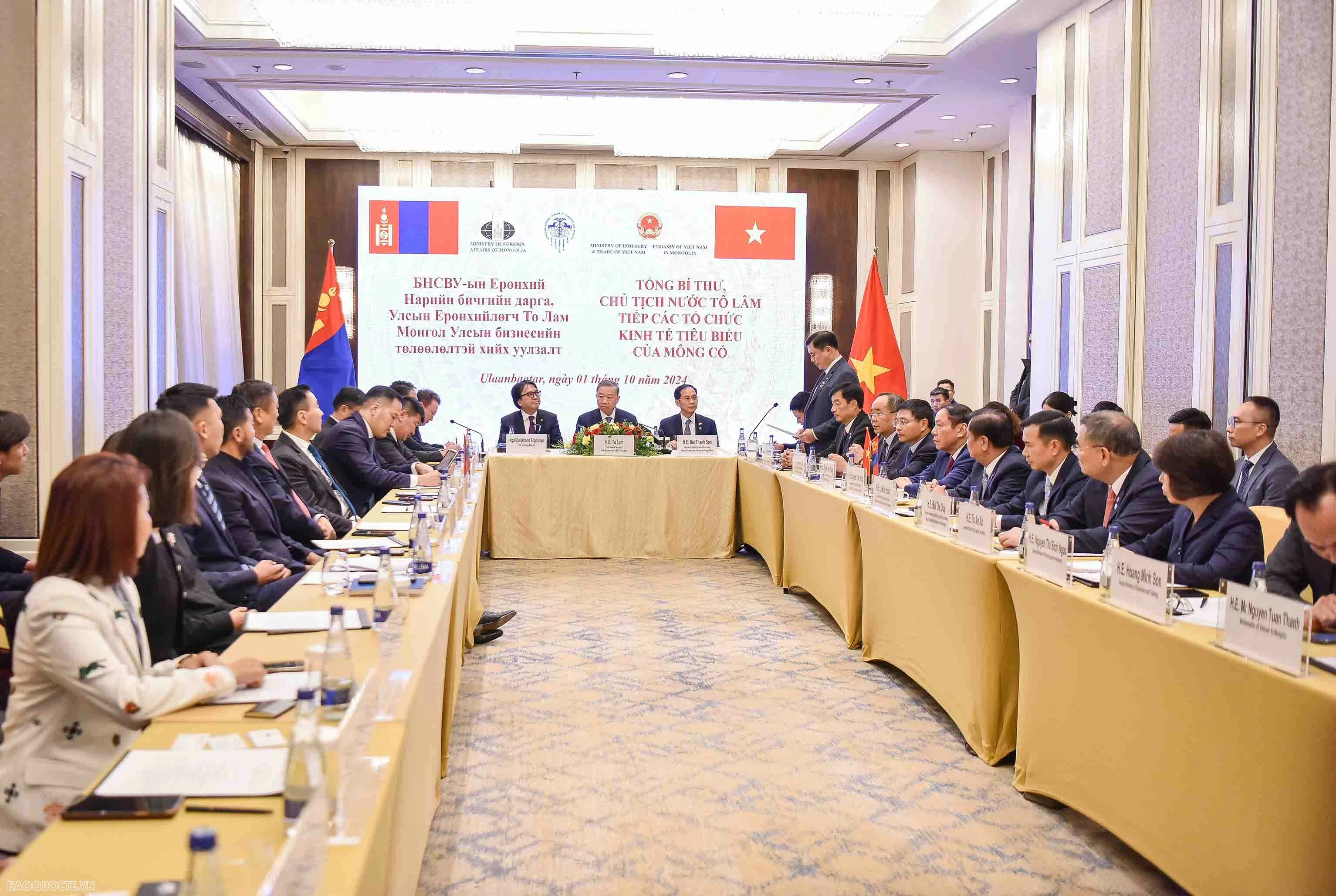 General Secretary, President To Lam meets representatives of outstanding Mongolian economic entities