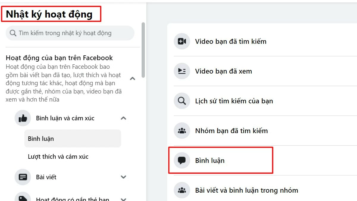 Xem lại bình luận trên Facebook của mình, người khác đơn giản