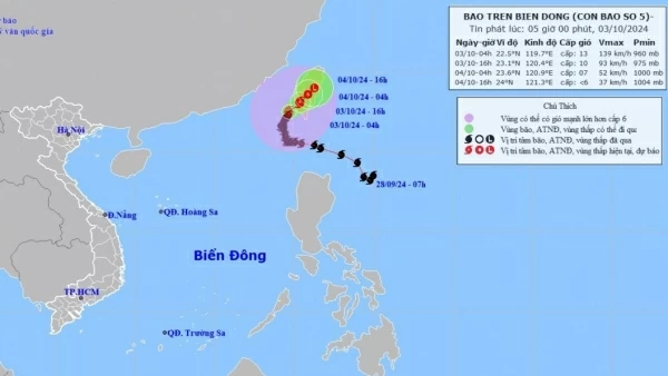 Tin cuối cùng về cơn bão số 5: Di chuyển ra ngoài Biển Đông, không có khả năng trở lại