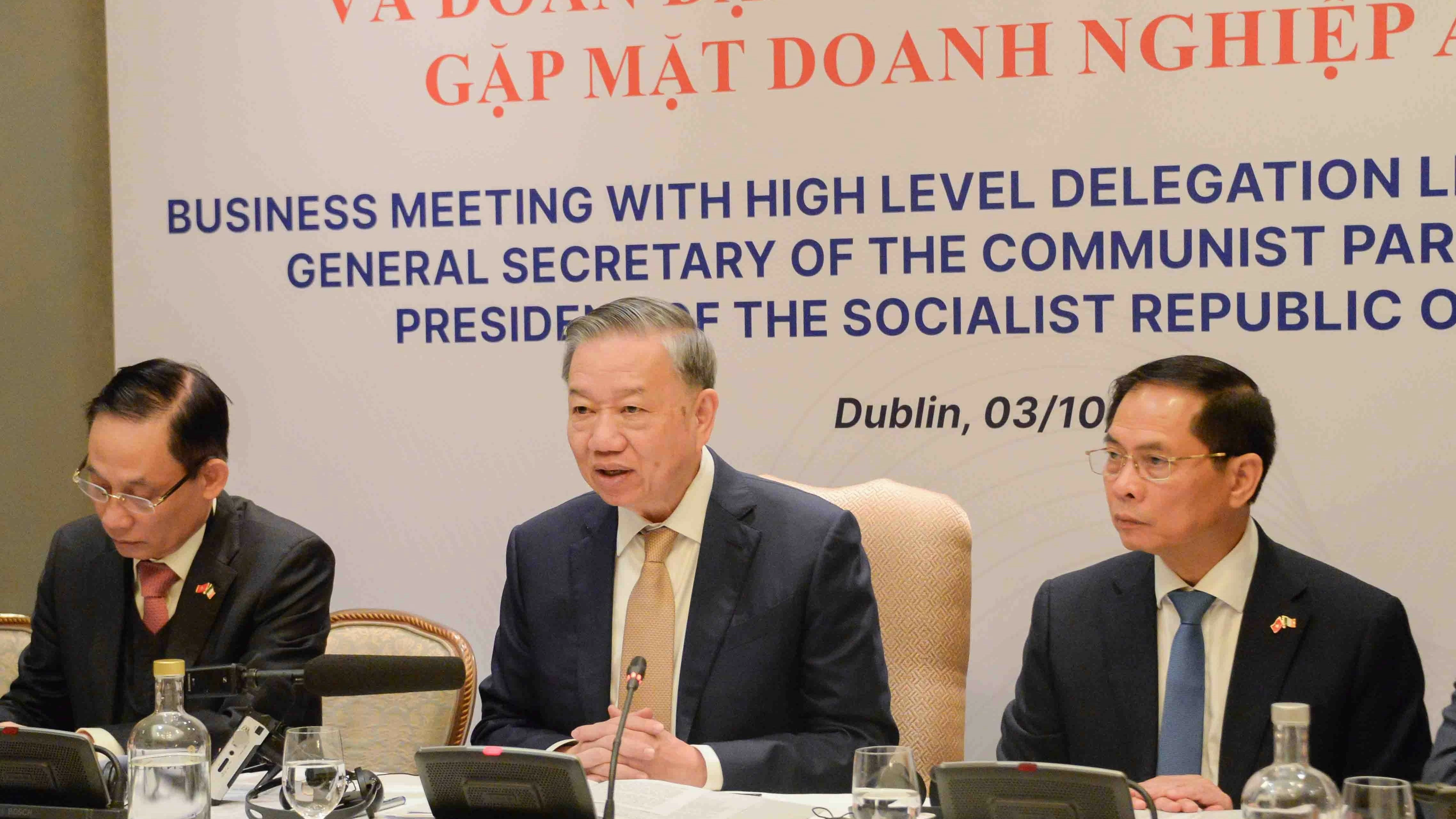 General Secretary, President To Lam calls for more Irish investments