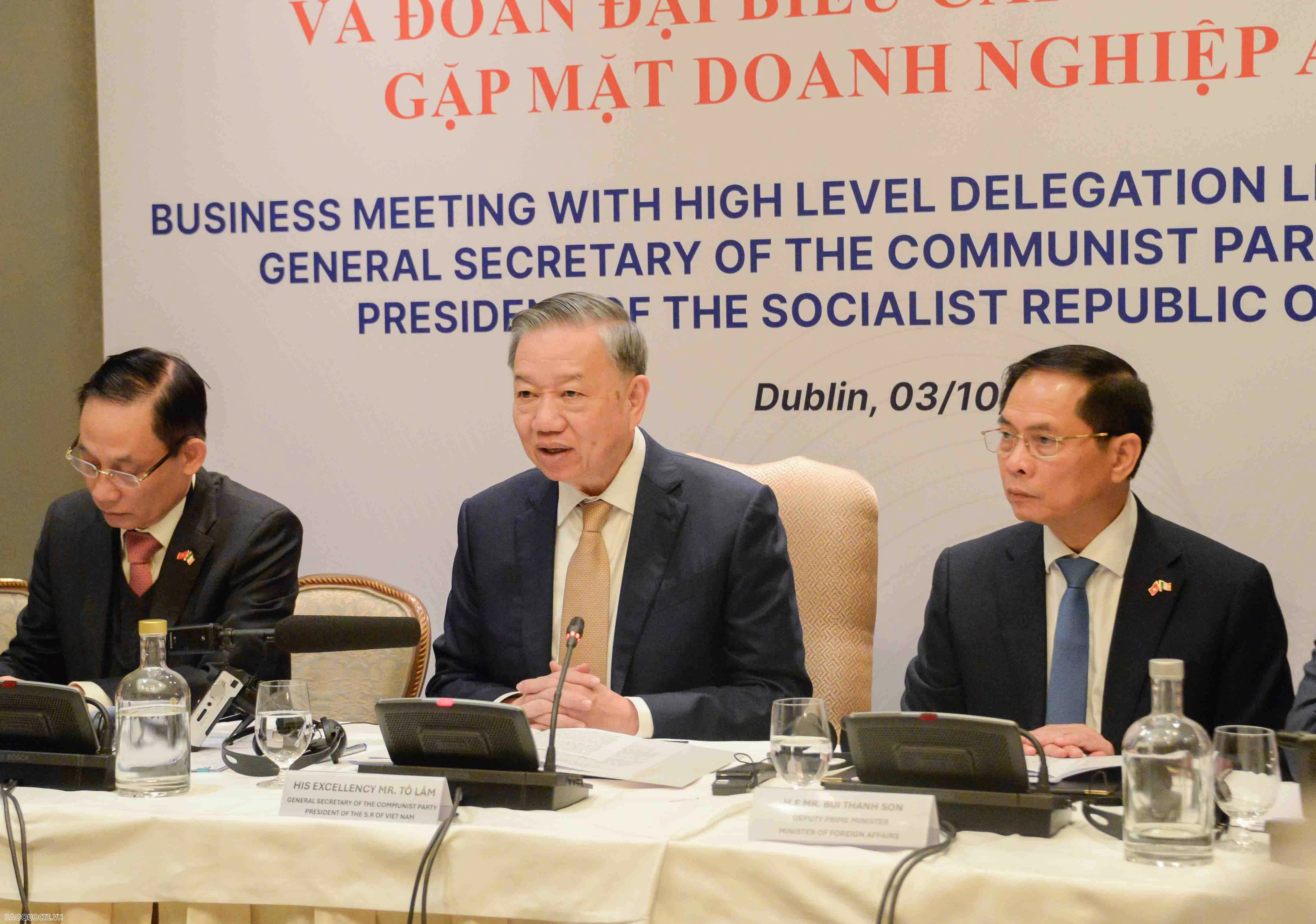 General Secretary, President To Lam calls for more Irish investments