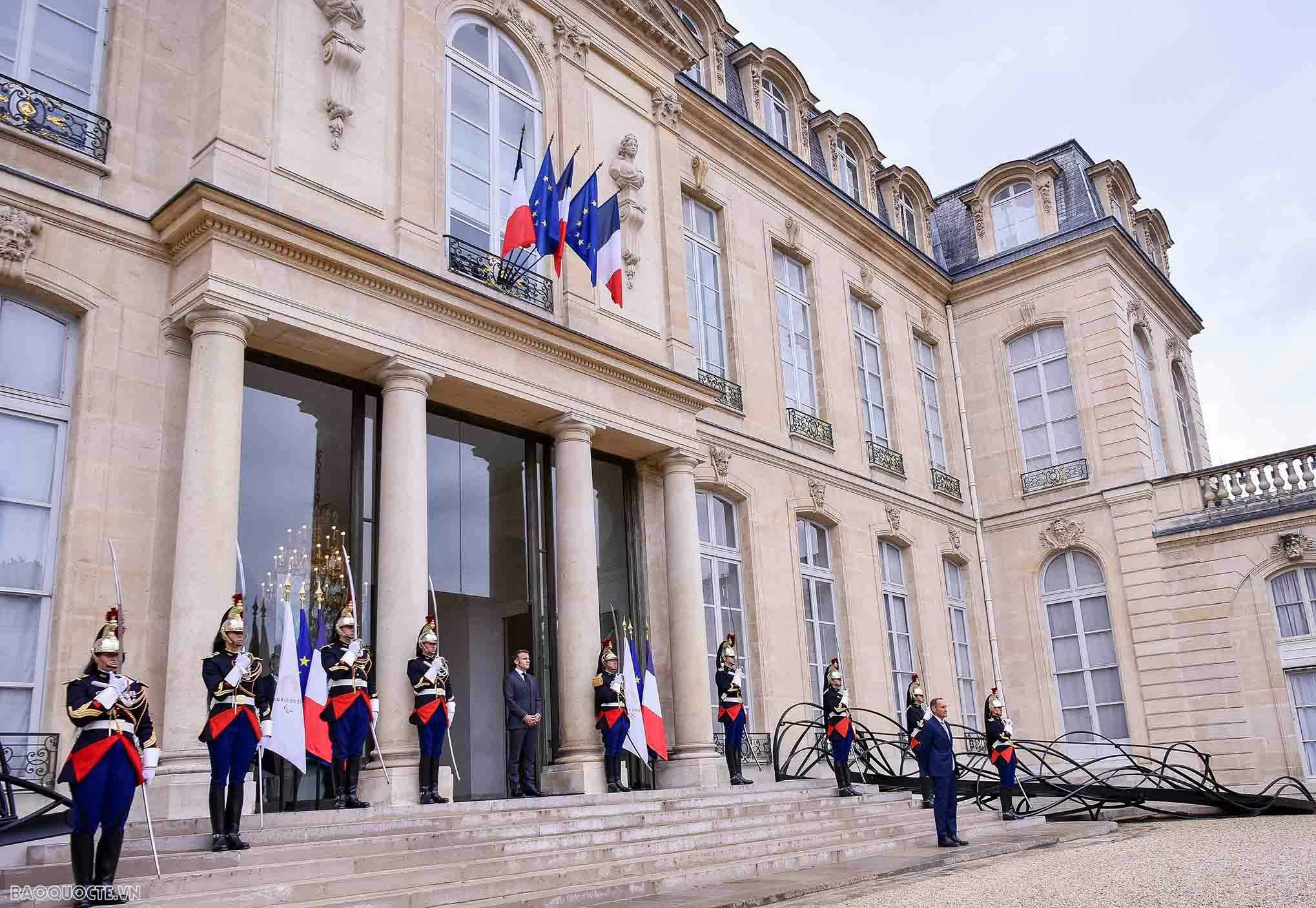 Tổng thống Pháp Emmanuel Macron đón và hội đàm với Tổng Bí thư, Chủ tịch nước Tô Lâm