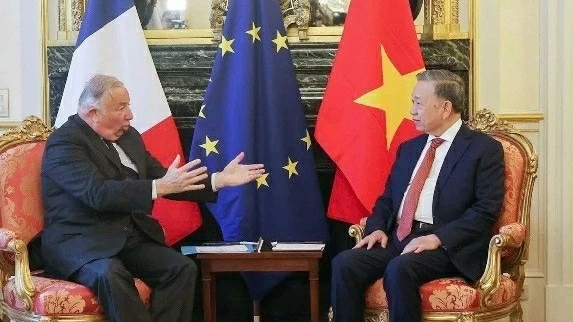 General Secretary, President To Lam met with President of French Senate Gérard Larcher