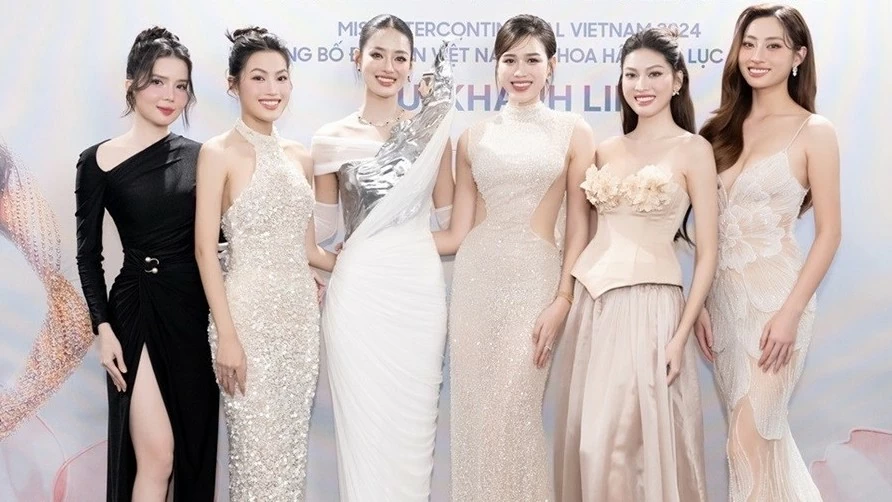 Hình ảnh dàn mỹ nhân chúc mừng Á hậu Bùi Khánh Linh nhận sash Miss Intercontinental Vietnam 2024